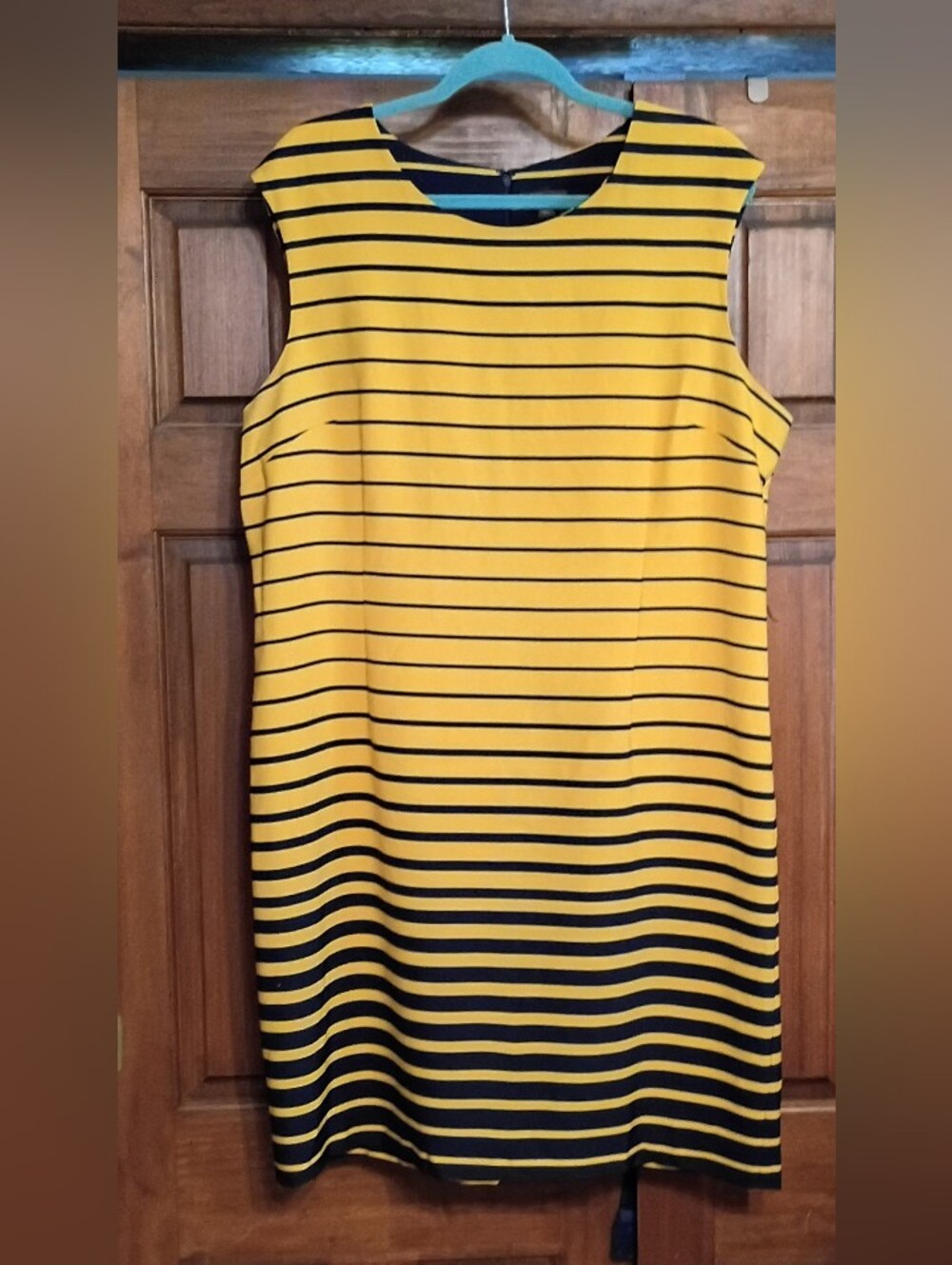 Gold And Navy Blue Striped Dress